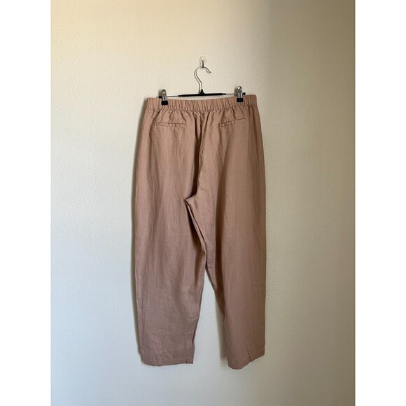 Zara Women's Linen Tapered Trousers in Beige Size LARGE - Picture 3 of 5